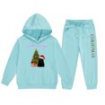 thumbnail image 1 of Gunia Christmas Baby Girl Outfit Kids Sweatsuits Reindeer Hoodie Set Children Two Piece Set Solid Color Long Sleeved Hoodie And Sweatpants Toddler Outfits For Girls,Sky Blue 4-5 Years, 1 of 3