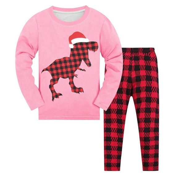 Gunia Christmas Pajamas Outfits Sets For Boys Girls Little Toddler Dinosaur Printed Clothes Long Sleeve 2 Piece Sleepwear Sets Matching Holidays Pjs Soft Loungewear Nightwear