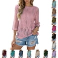 thumbnail image 1 of Gunia Crochet Tops For Women Hollow Out Lightweight Knit Short Sleeve Tee Top Sweater Crochet Coverups, 1 of 5