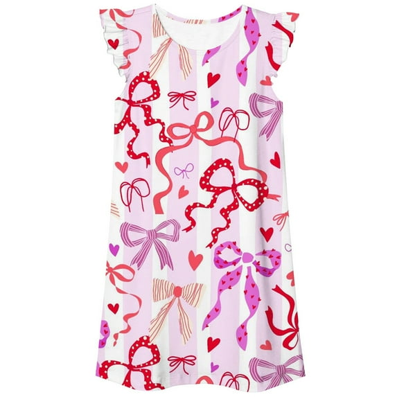 Gunia Cute Girls Nightgowns Casual Fashion Printed Pajamas Summer Dress Short Sleeve Children Wear Home Clothes Children Nightdress 3-10 Years Old Pajama Sleep Dress Nightshirts Purple