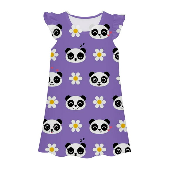 Gunia Cute Girls Nightgowns Kids Fashion Print Princess Dress Gown Toddlers Casual Wear Dresses Loungewear Pajama Sleep Dress Nightshirts Purple 6-7 Years