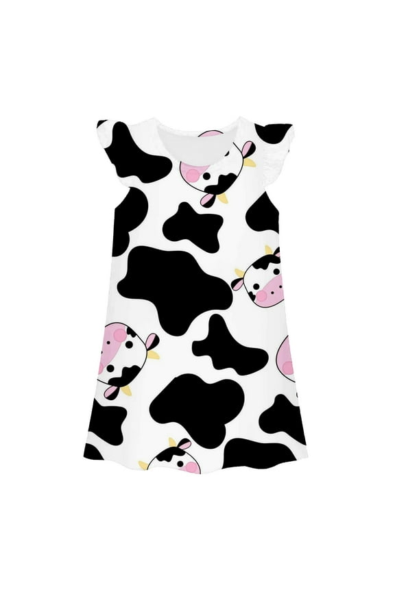 Cute Girls Nightgowns Summer Dress Casual Round Neck Sleeveless Loose Fit Home Wear Comfortable Play Outfits For Toddler Kids Age 3-10 Years Sleepwear Pajama Sleep Dress Nightshirts Black