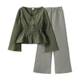 thumbnail image 1 of Gunia Cute Outfits For Girls Toddler Stylish Two Piece Elegant Long Sleeve Blouse With Stripe Pants Waist Defining Soft Clothes Set Kids Girl Spring Summer Outfit 7-13 Years, 1 of 4