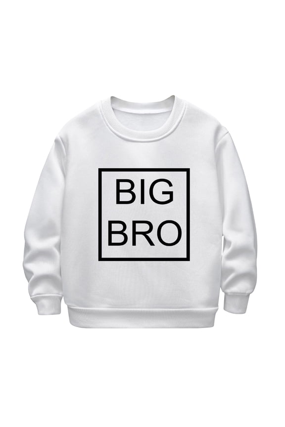 Cute Tops For Girls Boys Casual Big Bro Letter Printed Autumn Winter Solid Color Long Sleeve Thick Warm Crewneck Girls Sweatshirt Homewear 4-5 Years