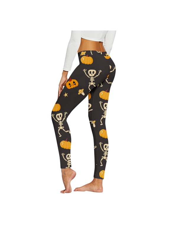 Fall Leggings for Women High Waist Stretch Skeleton Slim Fit Halloween Leggings Tights Workout Sports Yoga Pants Trousers for Holiday Party,Size S-2Xl