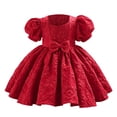 thumbnail image 1 of Gunia Flower Baby Girl Dresses Party Toddler Puff Sleeve Pageant With Bowknot Formal Red Dress For Girls 6M-6Y, 1 of 9