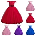 thumbnail image 1 of Gunia Flower Girl Dress Elegant Long With Lace Trim Party Gown Wedding Red Dress For Girls 3-12 Years, 1 of 9