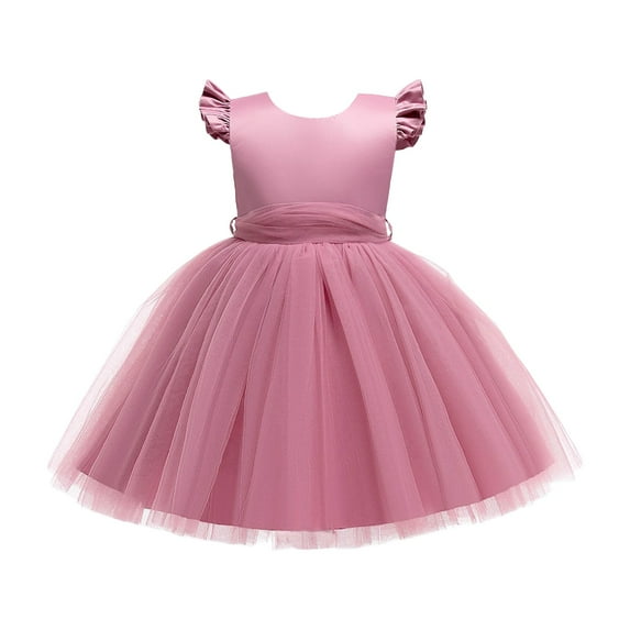 Gunia Flower Girl Dress Mesh Stylish Princess Pink Cotton 7-8 Years