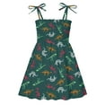 thumbnail image 1 of Gunia Flower Girl Dresses For Wedding Sleeveless Dinosaur Prints Dance Party Clothes Green Cotton 18-24 Months Sundress, 1 of 3