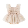 thumbnail image 1 of Gunia Girl Jumpsuit Summer Baby Tulle Dress Square Collar Net Flying Sleeve Bow Skirt Can Open Open Female Baby Kids Bodysuit Romper Breathable Dailywear 6-12 Months, 1 of 9