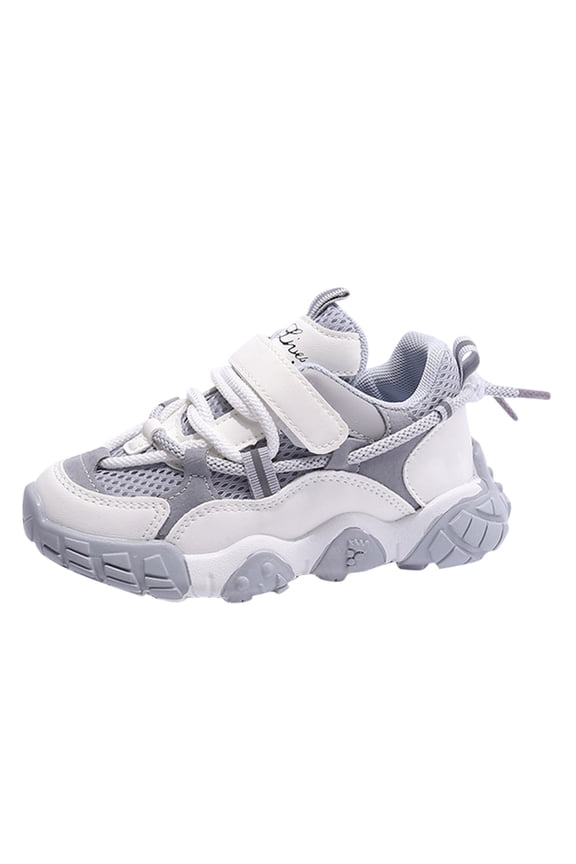 Girl Sneakers Fashion Children Boys Run Thick Sole Non- Lightweight Mesh Breathable Comfortable Lace Up Colorblock Toddler Little Kids Running Walking Athletic Shoes 3-11 Years
