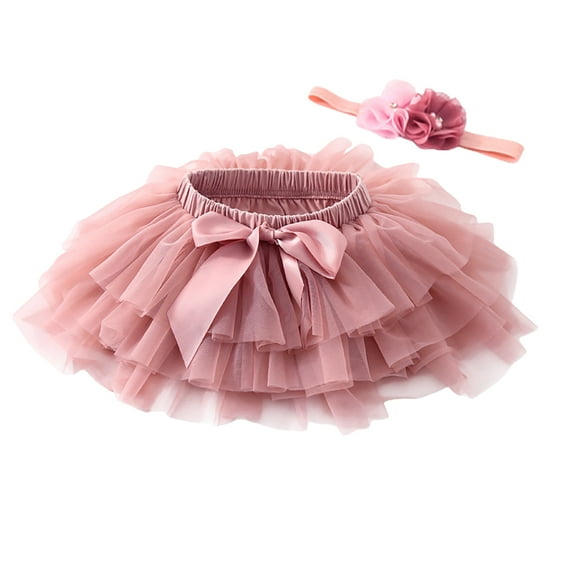 Gunia Girl Tutu Skirts Baby Soft Mesh Bowknot Hairband Princess Birthday Party Kids Toddler Girls Skirt Rose Gold Xl