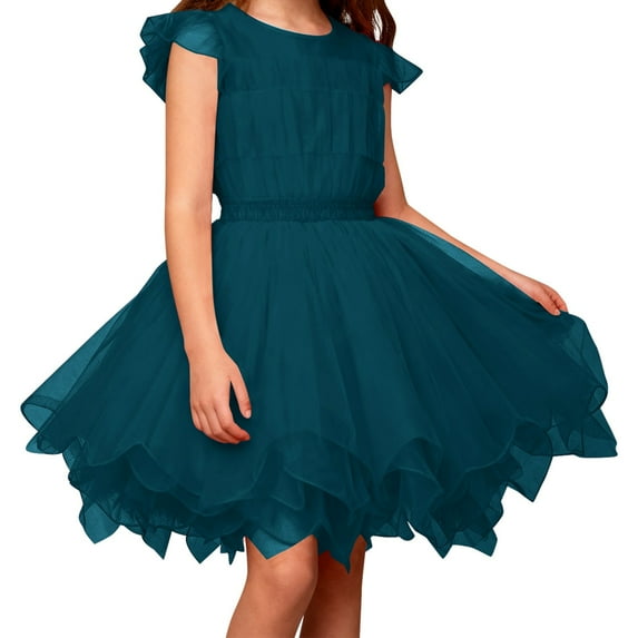 Gunia Girl Tutu Skirts Dress Layered Ballet Dance Performance Puffy Short Wear With Flowy Sheer Fabric Elegant Design Princess Birthday Party Kids Toddler Girls Skirt Dark Green
