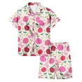 thumbnail image 1 of Gunia Girls Bow Pajamas Set,Bowknot Printed Short Sleeved Button Top Shorts Home Set Leisure Pjs,12-13 Years, 1 of 5
