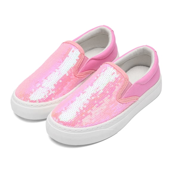 Gunia Girls Canvas Shoes Slip-On Sneakers Casual Shoes Lightweight Loafers Kids Toddler Non-Slip Play Shoes Pink