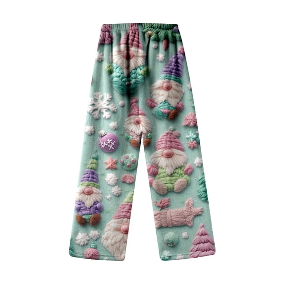 Gunia Girls Flannel Pajama Pants Santa Claus Autumn Winter Christmas Cute Cartoon Print Casual Home Long Pants Pjs Cosy Homewear