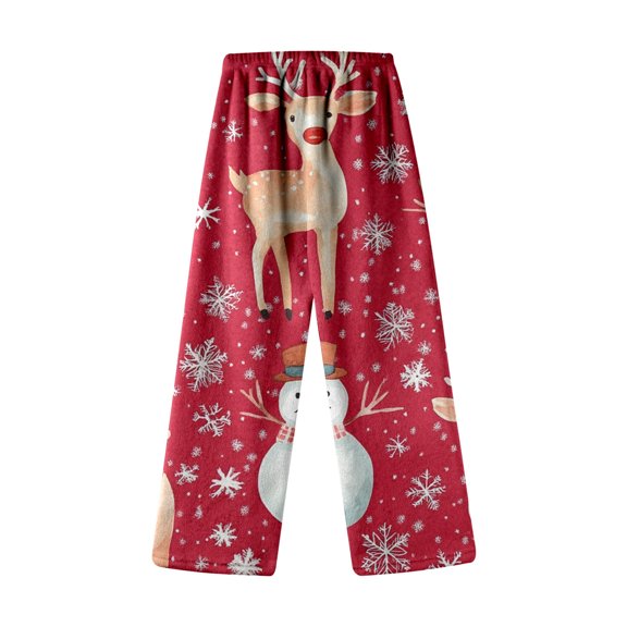 Gunia Girls Flannel Pajama Pants Size 10-11 Years Elk Snowman Autumn Winter Christmas Cute Cartoon Print Casual Home Long Pants Pjs Cosy Loungewear Cosy Loungewear