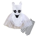 thumbnail image 1 of WeeBloom Girls Halloween Outfits Kids Floral Cotton Print Sleeveless Hallowmas Romper Bodysuit Socks Clothes Girl Outfit,White 18-24 Months, 1 of 3