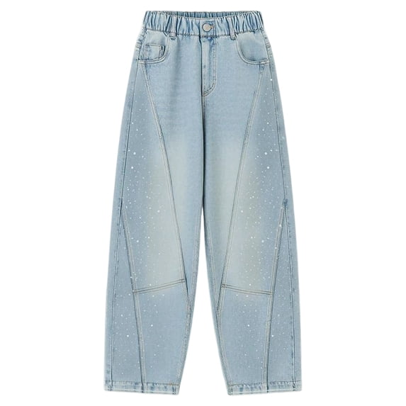 Gunia Girls Jeans With Rhinestone Winter Fleece Lined Warm Style Flared Trousers Kids Denim Pants 5-16 Years