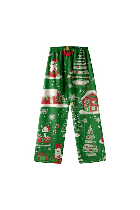 Girls Pajama Pants For Toddler Kids Snowman Autumn Winter Cute Cartoon Print Flannel Casual Home Long Pant Leisure And Skin-Friendly For Home Christmas Sleepwear Loungewear Size 3-4 Years