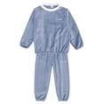 thumbnail image 1 of Gunia Girls Pajamas Boys Flannel Clothes Set Fluffy Sweatshirt Top Pants Winter Warm Soft Fuzzy Homewear With Fleece Sweatpants Pj'S Blue 2-3 Years, 1 of 4