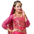 thumbnail image 1 of Gunia Girls Sequin Top Glitter Indian Belly Dance Outfits Long Sleeve Dance Blouse Performance Dancewear Party Sparkly Tops For Girl Pink, 1 of 6