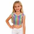 thumbnail image 1 of Gunia Girls Sequin Top Glitter Sleeveless Crop Dance Blouse Performance Dancewear Party Sparkly Tops For Girl Comfy, 1 of 6