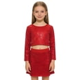 thumbnail image 1 of Gunia Girls Sequin Top Glitter Sleeveless Dance Blouse Performance Dancewear Party Sparkly Tops For Girl Red, 1 of 4