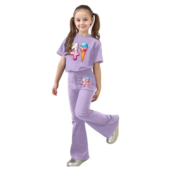 Gunia Girls Summer Outfits Casual Fashion Outfit With Bow Short Sleeve Top Long Pants Playwear Daily Wear Toddler Kids 2 Piece Comfy Clothes Set Cute Outfits For Girls 7-13 Years
