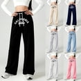 thumbnail image 1 of Gunia Girls Sweatpants Baggy Letter Print Casual Wide Leg Pants Loose Fit Comfortable Trousers Youth Children Fashion Athletic Pants With Pockets 4-16 Years, 1 of 4