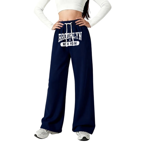 Gunia Girls Sweatpants Baggy Letter Print Casual Wide Leg Pants Loose Fit Comfortable Trousers Youth Children Fashion Athletic Pants With Pockets 4-16 Years