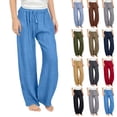 thumbnail image 1 of Gunia Girls Sweatpants Baggy Casual Wide Leg Linen Pants Lightweight Summer Loose Fit Elastic Waist Plus Size Solid Long Trousers Athletic Pants 4-14 Years, 1 of 7