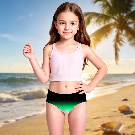 Gunia Girls Swim Briefs Gradient Swimwear Kids Bathing Suit Rash Guard Sun Upf 50+ Beach Swimsuit Quick-Dry Swim Bottoms For Beach Pool 2-8 Years