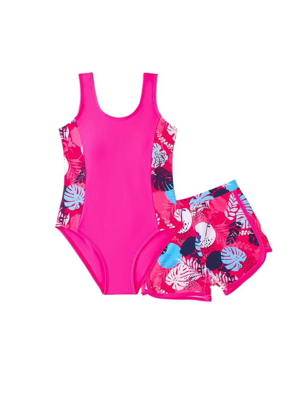 Girls Swimwear 2 Piece Set With Tankini Top Boyshorts For Beach Pool Summer Outfits Toddler To Teen Bathing Suit,8-9 Years