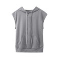 thumbnail image 1 of Gunia Girls Tank Tops Hooded Drawstring Pocket Casual Soft Sleeveless Basic Solid Color Short Sleeved Hoodie Vest Top Grey, 1 of 5