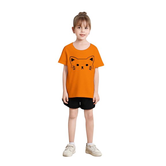 Gunia Girls Tops Tees Blouses Size 10-11 Years Girl's Cartoon Print T Shirt Cute Print Short Sleeve Crew Neck Summer Casual Loose And Comfy Outwear