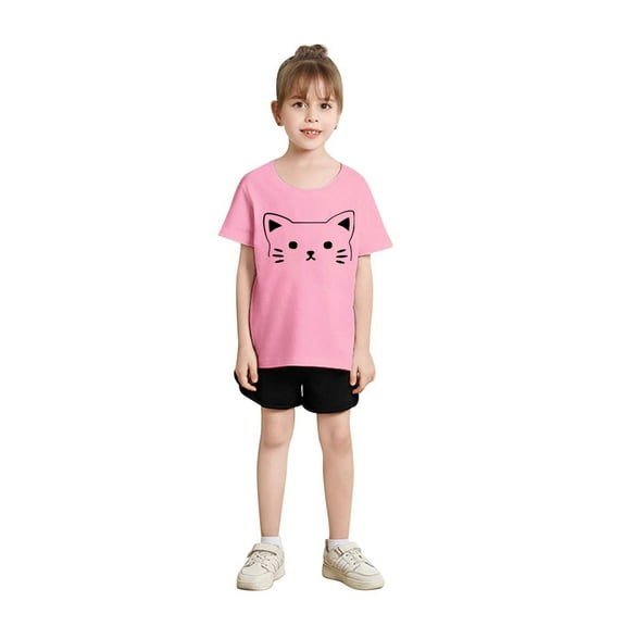 Gunia Girls Tops Tees Blouses Size 2-3 Years Girl's Cartoon Print T Shirt Cute Print Short Sleeve Crew Neck Summer Casual Lovely And Skin-Friendly Streetwear