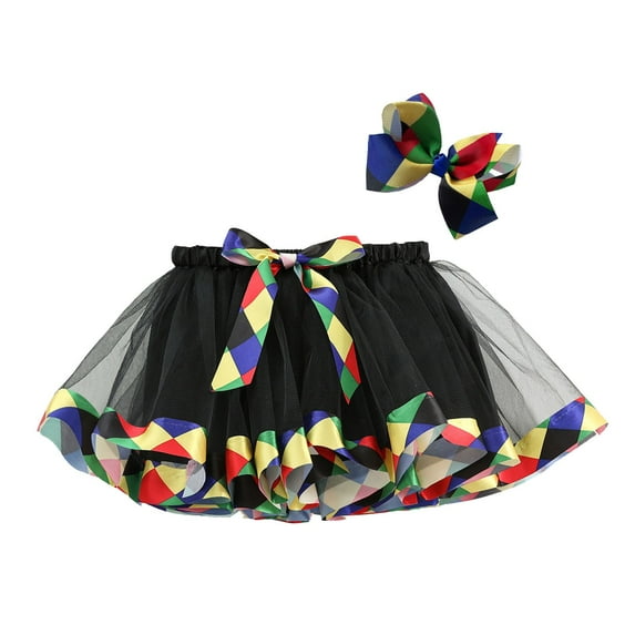 Gunia Girls Tutu Skirt Gradient Color Print With Bow Dress Casual Wear Princess Birthday Party Skirts For Kids Toddler Girls Dark Green 4-6 Years