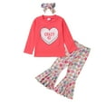 thumbnail image 1 of Gunia Girls Valentines Day Outfit Valentine's Day Pajamas Set Heart Print Pajamas Top Pants Satin Two Piece Sleepwear Cute 3-4 Years, 1 of 9