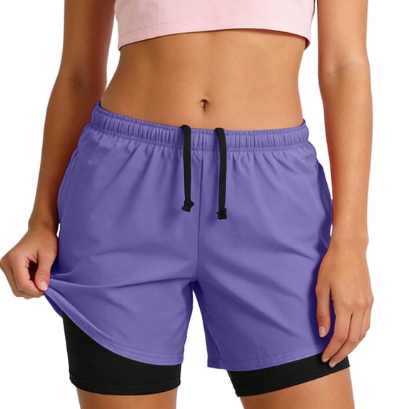 Gunia Gym Shorts Women With Built In Liner Chafing Workout Athletic Shorts For Outdoor Sports Yoga Gym Womens Shorts Casual Purple L