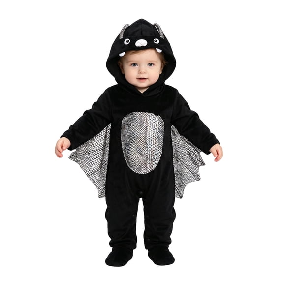 Gunia Halloween Baby Boy Girl Cosplay Bat Outfit My First Velvet Clothes Hooded Romper Role Play Jumpsuits Outfits Black 18-24 Months