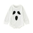 thumbnail image 1 of Gunia Halloween Baby Boys Girls Outfit Infant Long Sleeve Pumpkin Pattern Pullover Romper Newborn Role Play Bodysuits Outfits White 3-6 Months, 1 of 9