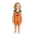 thumbnail image 1 of Gunia Halloween Baby Girls Outfit Corduroy Casual Toddler Romper With Pumpkin Face One Piece Jumpsuit Outfits Orange 12-18 Months, 1 of 7