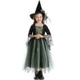 thumbnail image 1 of Gunia Halloween Dresses For Girls Festival Halloween Tulle Dresses With Hat For Party Fashion 2 Pcs Kids Comfortable Clothes Size 3-4 Years Green, 1 of 5