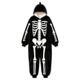 thumbnail image 1 of Gunia Halloween Little Boy Girl Cosplay Skeleton Onesie Flannel Fleece Romper For Kids Cozy Unisex Jumpsuit Role Play Outfits Black 5-6 Years, 1 of 4