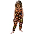 thumbnail image 1 of Gunia Halloween Little Girl Outfit Toddler Pumpkin Print Jumpsuit Sleeveless Romper Clothes Outfits Orange 5-6 Years, 1 of 5