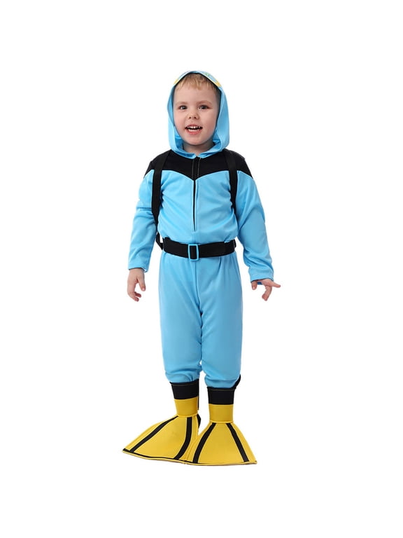 Halloween Costume Outfit For Boys Diver Role Play Outfit Jumpsuit For Kids Party Dress Up Cosplay Performance Clothes Set,Size 3-8 Years