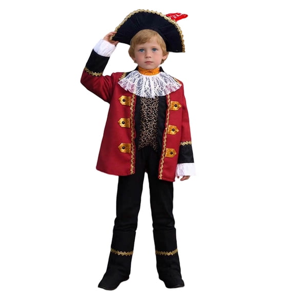 Gunia Halloween Costume Pirate Clothes Set For Boys 5 Pcs Kids Cosplay Dress Up Performance Holiday Party Outfits,Size 6-12 Years