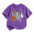 thumbnail image 1 of Gunia Halloween T Shirts For Kids Ghost Pumpkin Graphic Print Short Sleeve Crew Neck Casual Thanksgiving Tops Toddler Boys Girls Tee Shirts Purple 2-14 Years, 1 of 4
