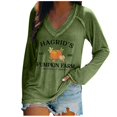 thumbnail image 1 of Gunia Halloween Tshirts For Women Cotton Pumpkin Graphic Print Short Sleeve V Neck Casual Thanksgiving Tees Tops Plus Size T-Shirts Green S-5Xl, 1 of 4